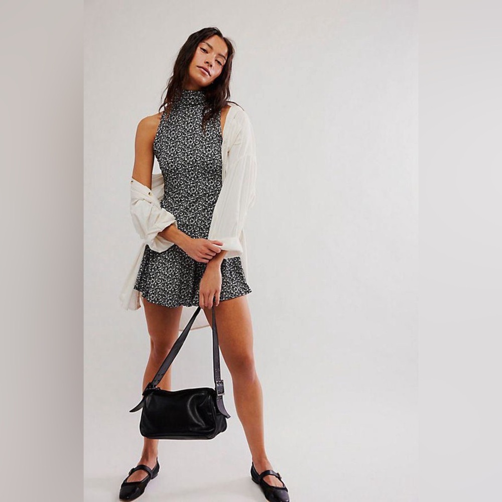 NWT Free People Check It Mini Dress in Classic Combo Ditsy